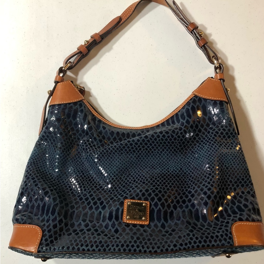 Dooney & Bourke Blue Snake-Print Hobo Purse